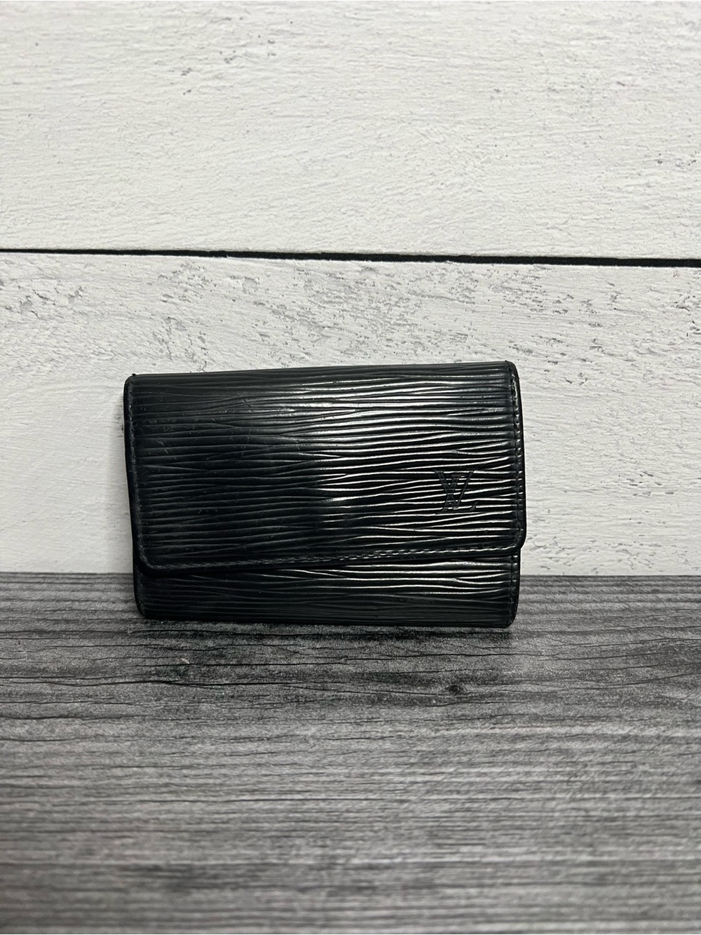 Authentic Louis Vuitton Black Textured Epi Leather Keyholder